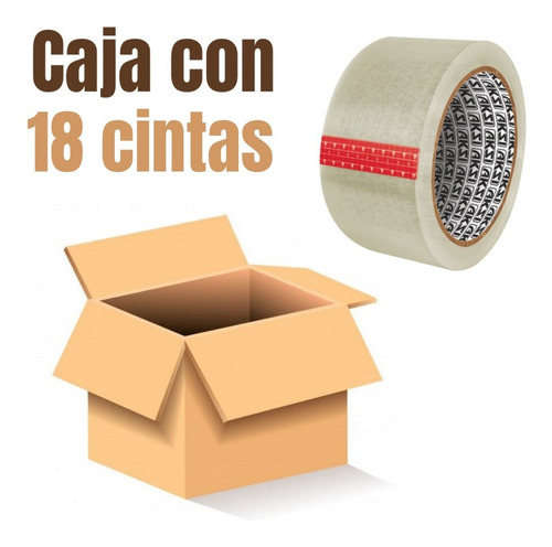 Imagen 2 de 3 de Caja Con 18 Cintas De Empaque Transparentes De 150m X 48 Mm