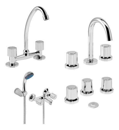 Combo Griferia Baño Cocina Hydros Viva Plus Lavat Bidet Duch