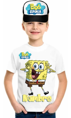 Kit Personalizado Playera Y Gorra Infantil Bob Esponja