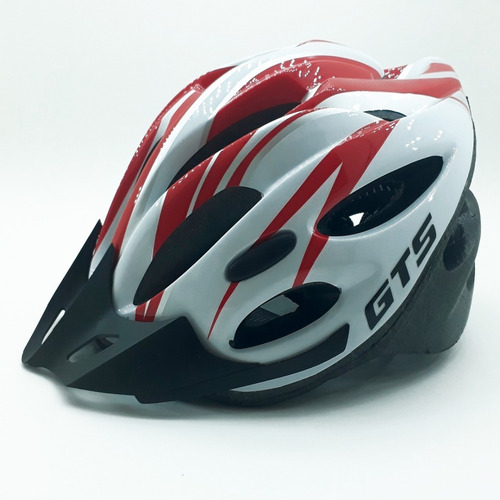 Imagem 1 de 9 de Capacete Com Sinalizador Led Ciclismo Bike Vermelho Branco