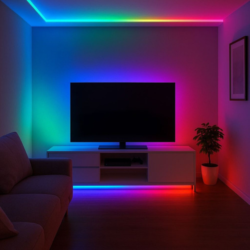Luz De Tira Led Fita 5m Cor Rgb Mudanca De Cor Rgb