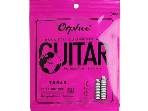 Cuerdas Guitarra Acustica Nucleo Hexagonal Orphee Tx640