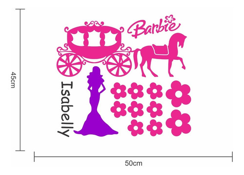 Adesivo De Parede Barbie Princesa Seu Nome Brb006