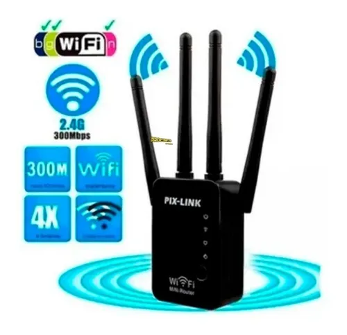 Repetidor Wifi Extensor Inalámbrico 300mbps Con 4 Antenas