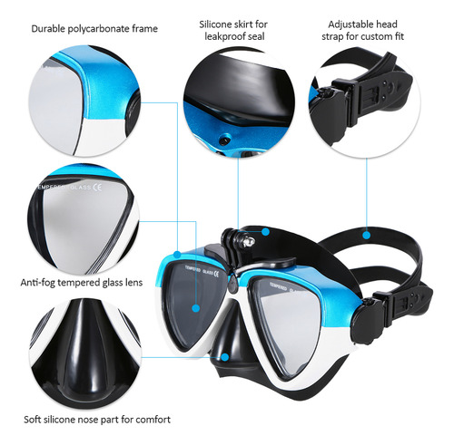 Gafas Con Montura Para Esnórquel Y Cámara De Natación