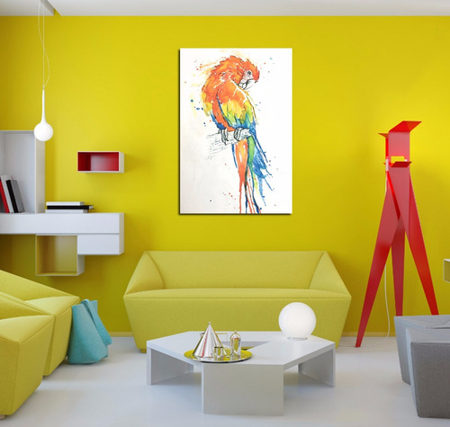 Vinilo Decorativo 60x90cm Guacamayo Rojo Ave Fauna