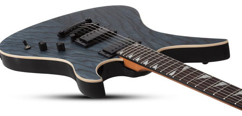 Guitarra elétrica Schecter Avenger Standard Charcoal Satin, cor azul petróleo, material de escala, jacarandá, orientação à mão direita