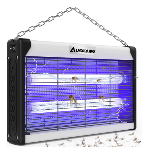 Auskang Lámpara Mata Mosquitos Eléctrico, Repelente de Mosquitos Electrico Potente 20W, Lampara Antimosquitos, Lamp Bug Zapper para Interior y Exterior Jardín Dormitorio Cocina