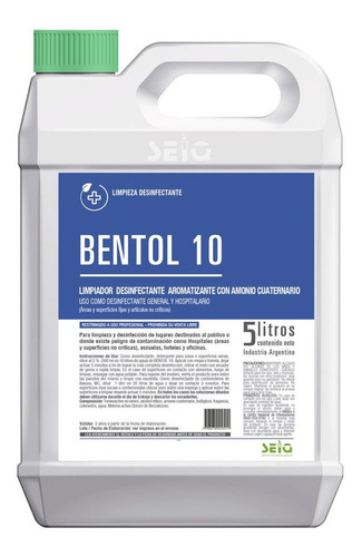 Bentol 10 Seiq  limpiador con amonio cuaternario 5L