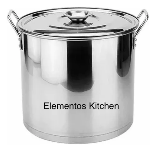 Olla industrial de 10 y 16 litros con colador y tapa. Conjunto en inox