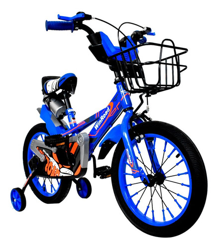 Winroad Bicicleta Aro 16  Con Ruedas De Apoyo Y Canasta Azul