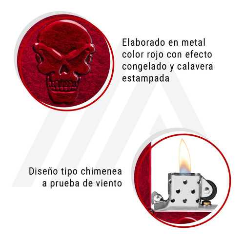 Imagen 8 de 10 de Encendedor Zippo Lighter Red Doom Rojo Calavera
