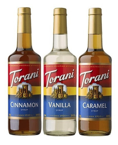 Pack Torani Syrup Sabores Cinnamon Vainilla Caramel  Regalo