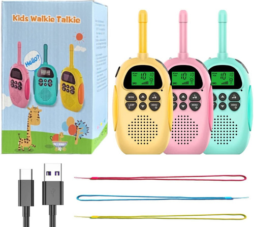 Walkie Talkies Para Niños, Recargable, 1500 Mah, Largo...