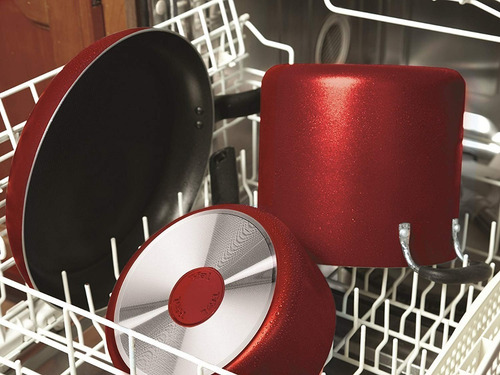 Batería De Cocina T-fal B167si Antiadherente 18 Piezas Color Rojo
