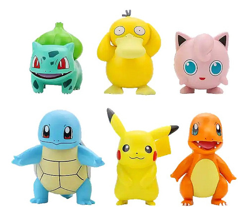 Set 6 Figuras Accion Pokemon Pikachu Charmander Cubone 