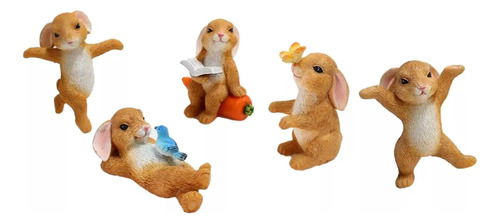 5 Bonitos Miniates De Resina Con Forma De Conejo De Pascua P