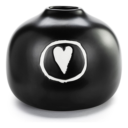 Demdaco Florero De Gres Con Diseño Moderno De Corazones, 4,5