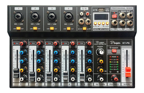 Consola Mixer Ktp6 6canales Usb Bt Prm