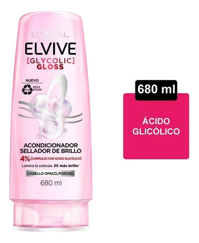 2 Pza Acondicionador L'oréal Elvive Glycolic Gloss Sellador