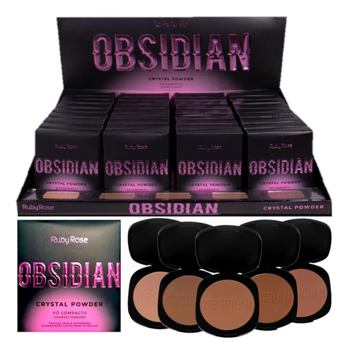 36 Pó Crystal Powder Obsidian Hb1800 G2 Ruby Rose Atacado