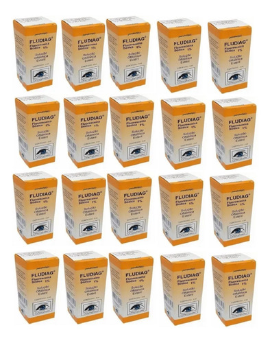 Kit 20 Colirios Fludiag Fluoresceina Sodica 1% 3 Ml Solução