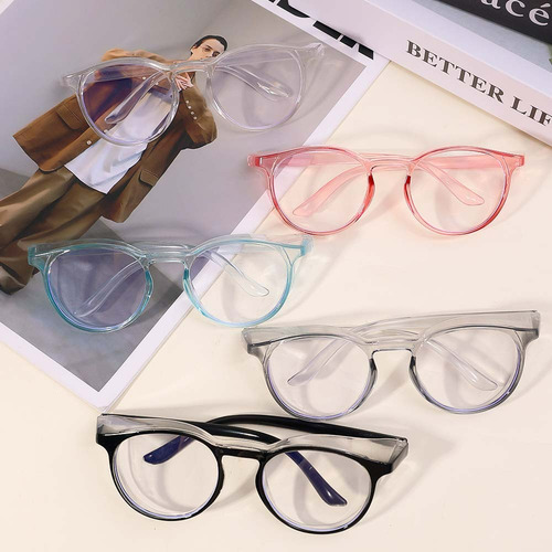 Nuevas Gafas Redondas Con Lente Plana Antiazul Y Marco Esmer