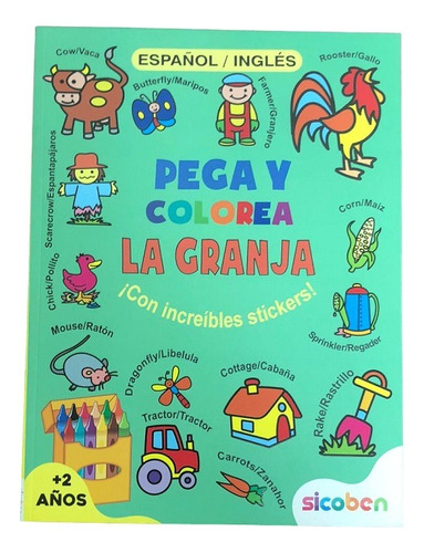 Libro Pega Y Colorea En Español-ingles Sicoben