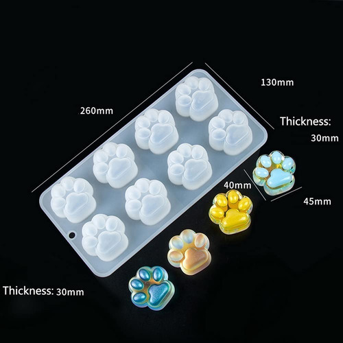 Molde De Silicona Con Forma De 8 Patas De Gato 3d