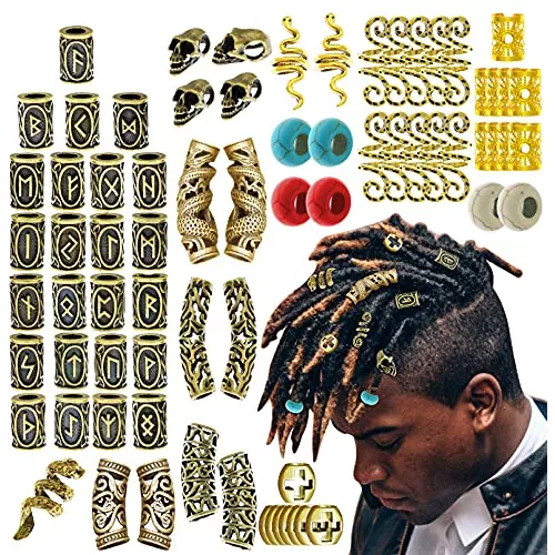  Flosius 100 PCS Gold Dreadlock Beads Hair Jewelry for