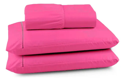 Jogo De Lençol Queen 3 Peças 400 Fios C/ Elástico Hotel Pink Liso