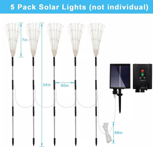 Luz Solar De Fuegos Artificiales Para Decoración De Jardines