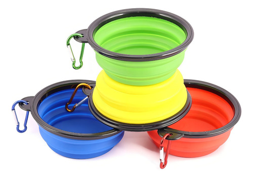 Plato Comedero Bebedero Plegable Portatil Perro O Gato 350ml Color Amarillo