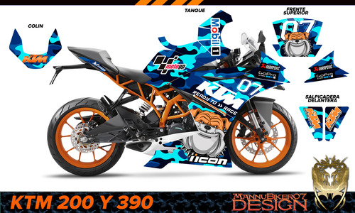 Stickers Ktm Rc200 Y Rc390 Antigua Calca Graficos D Uso Rudo