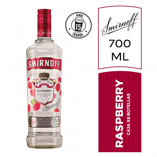 Vodka Smirnoff Raspberry X6 Botellas