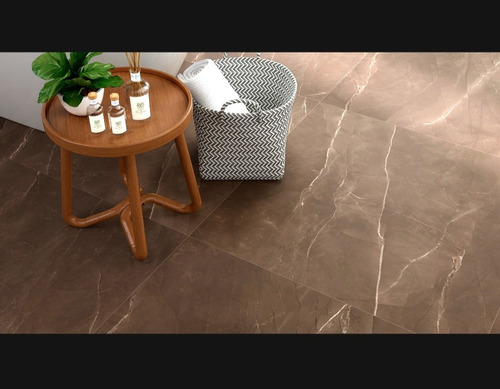 Porcelanato Marrón Marmolado 90x90 Cm Alto Brillo.