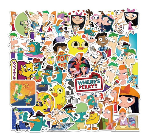 50 Stickers De Phineas Y Ferb - Etiquetas Autoadhesivas