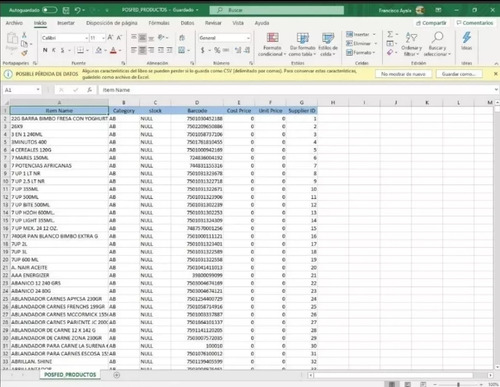 Base De Datos En Exel 22 Mil Productos De Abarrotes