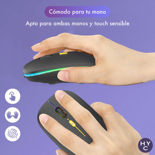 Mouse sem fio Megan Tech Mouse sem fio com luz RGB preta