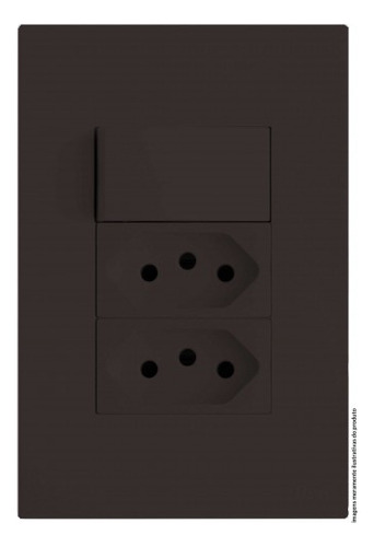 Interruptor Duplo Simples+ Tomada 20a Recta Chocolate Satin Cor CHOCOLATE SATIN FOSCO