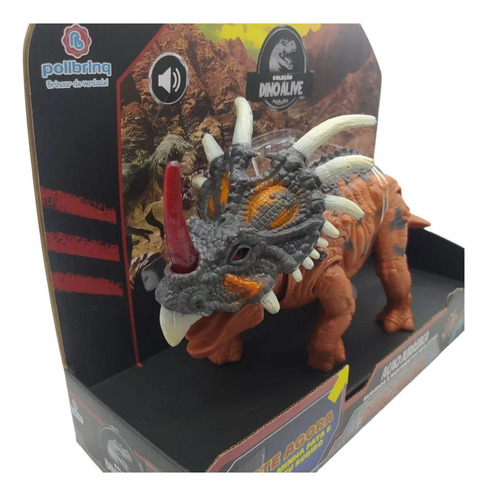 Dino Alive Triceratops Dinossauro Com Luz E Som - Polibrinq