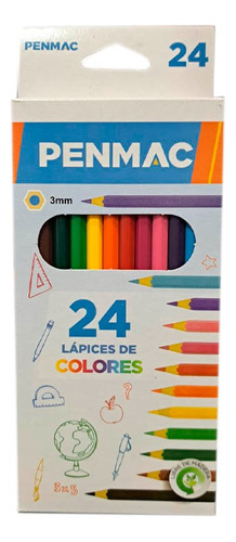 Caja X 24 Lapices De Colores Largos Penmac  