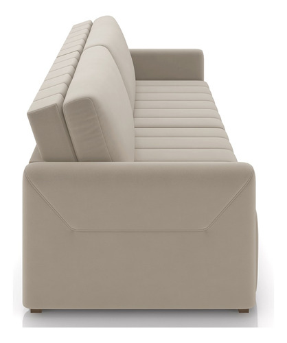 Sofá Cama Casal Retrátil 3 Lugares 220cm Atlas Suede Bege Cor Creme