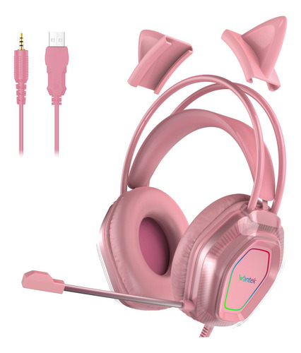 Audífonos Voistek V10 Para Juegos De 3,5 Mm Con Micrófono Color Rosa