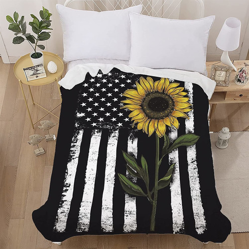 Manta De Cama De Franela Con Bandera Americana Y Manta ...