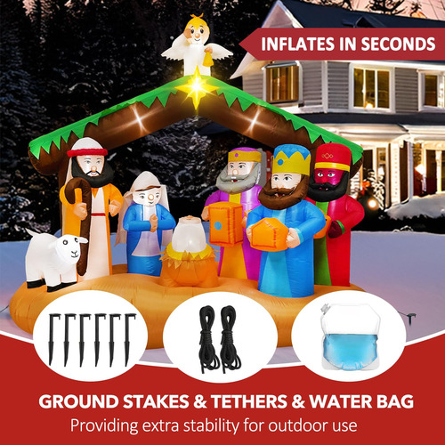 Chaleco Inflable Navideño Con Diseño De Belén, 2,1 M, Para D