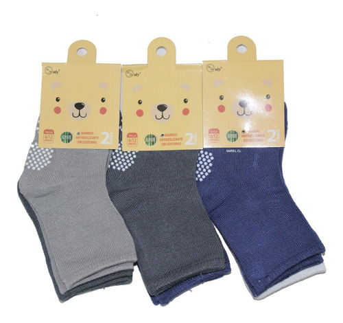 Calcetines De Bambú Antideslizante Para Niños (6 Pares) 