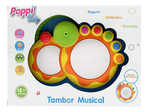 Imagen 5 de 5 de Tambor Musical Interactivo Primera Infancia Poppi 6752