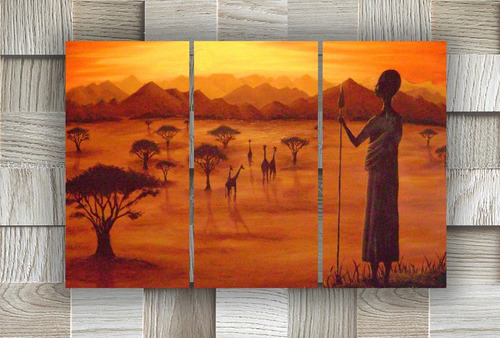 Cuadro 80x120cm Arte Africano Mujer Pintura Arte M1