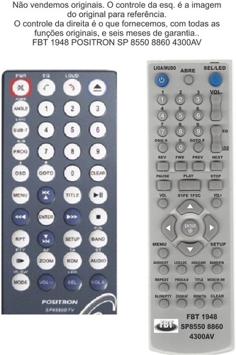 Controle Positron Sp8550tv 8860 Sp8120av Fbt1948